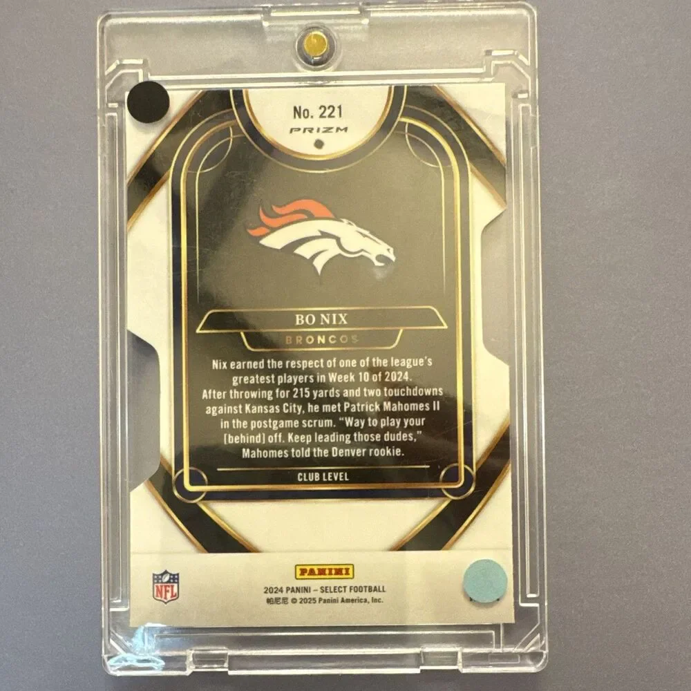 2024 Panini Select Football Bo Nix RC Club Level Silver Prizm Die-Cut #221